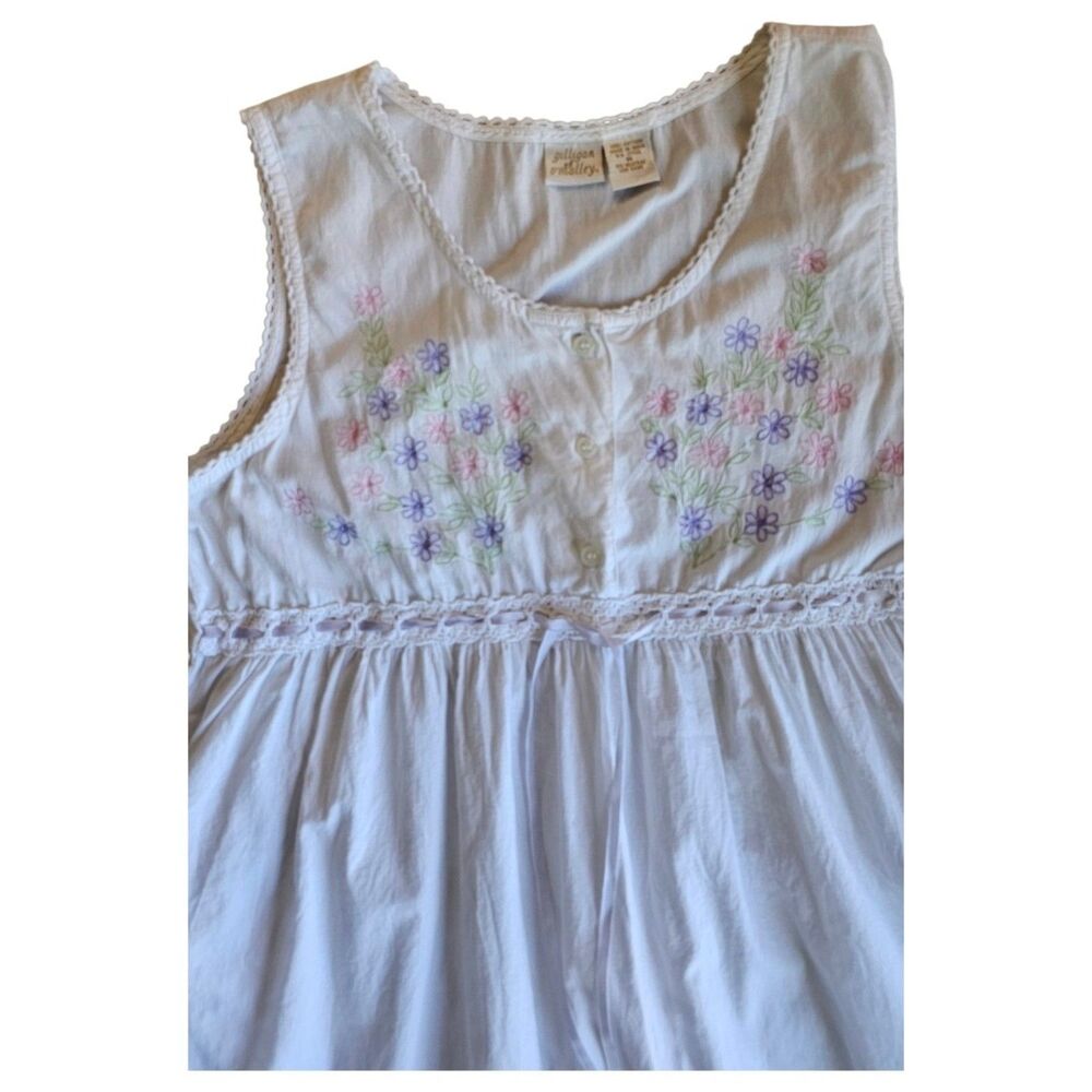 Gilligan O’Malley White Cotton Embroidered Nightgown Cottagecore Prairie Nightie - Picture 4 of 8